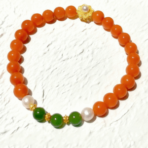 D92 Bead Bracelet: Red Agate, Jasper & Pearl: The Creation of All Life