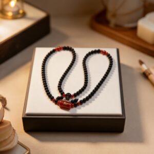 D64	Crimson & Ebony Double Loop Necklace (Random Style)